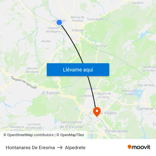 Hontanares De Eresma to Alpedrete map