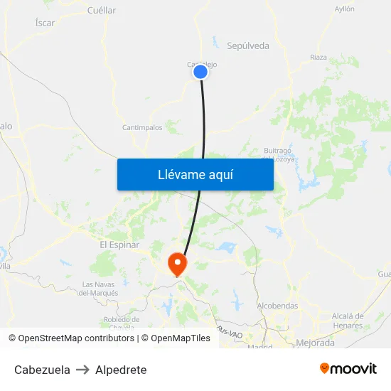 Cabezuela to Alpedrete map