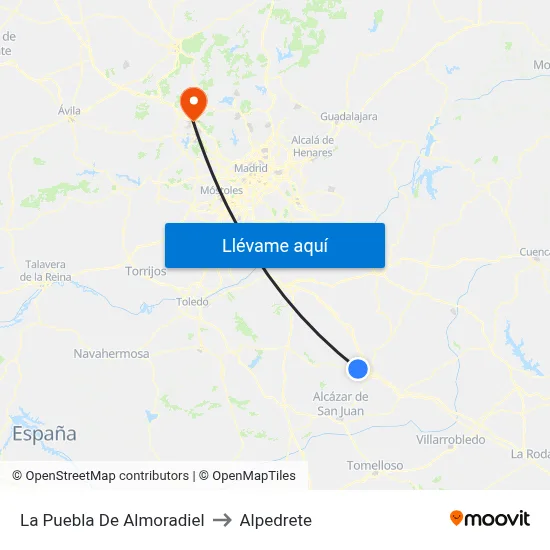 La Puebla De Almoradiel to Alpedrete map