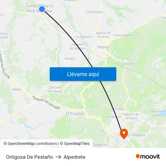 Ortigosa De Pestaño to Alpedrete map