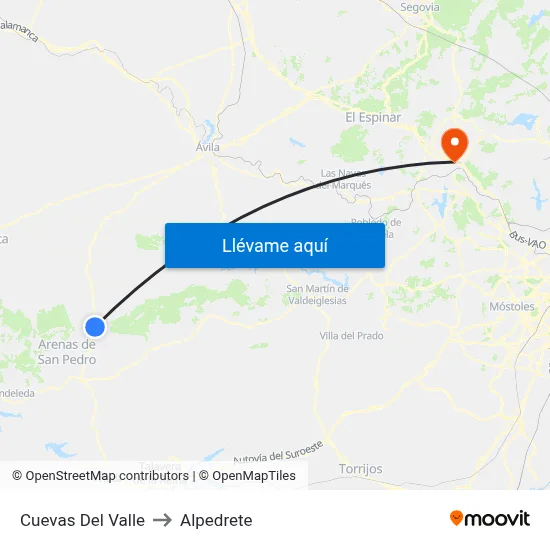 Cuevas Del Valle to Alpedrete map