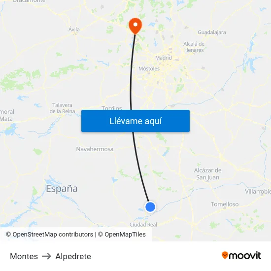 Montes to Alpedrete map
