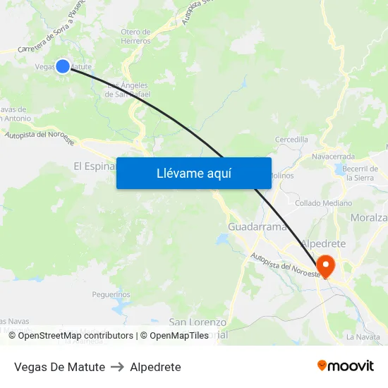 Vegas De Matute to Alpedrete map