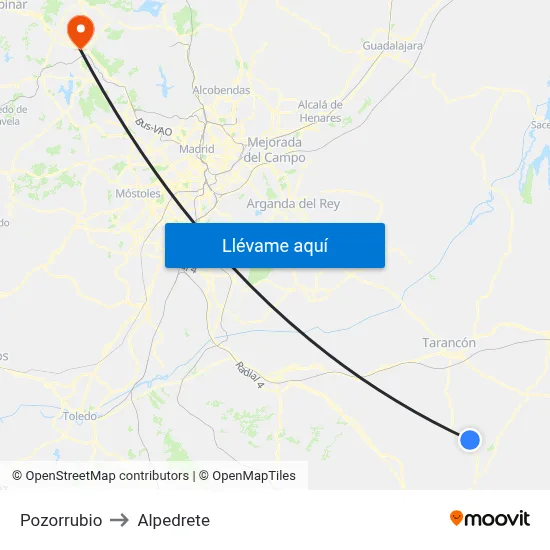 Pozorrubio to Alpedrete map