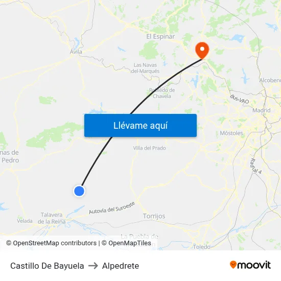 Castillo De Bayuela to Alpedrete map