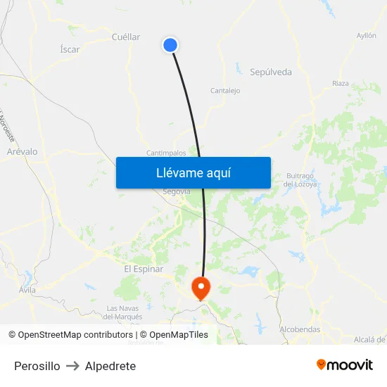 Perosillo to Alpedrete map