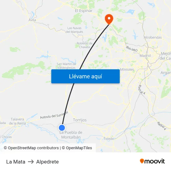 La Mata to Alpedrete map