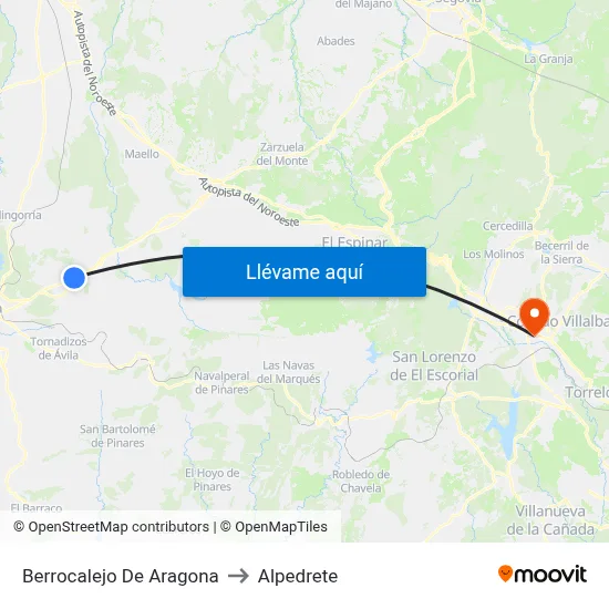 Berrocalejo De Aragona to Alpedrete map