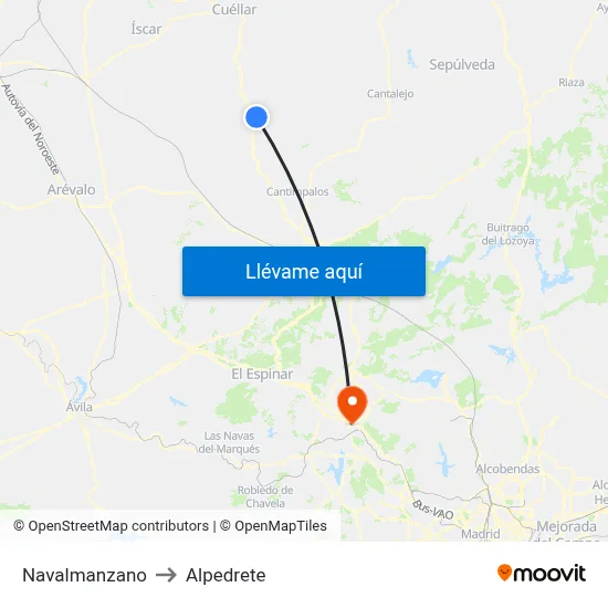 Navalmanzano to Alpedrete map