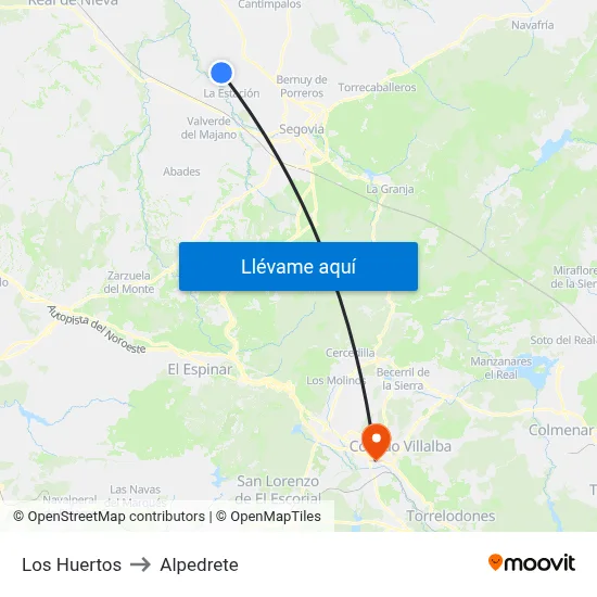 Los Huertos to Alpedrete map