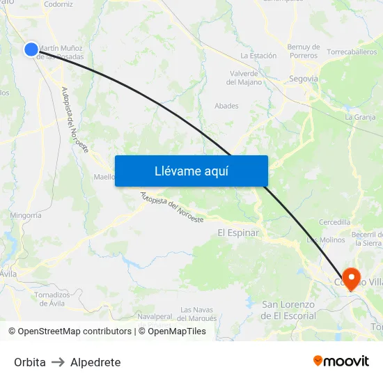 Orbita to Alpedrete map