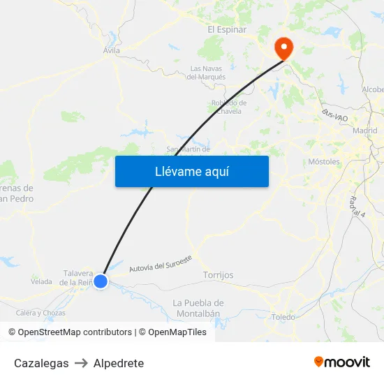 Cazalegas to Alpedrete map