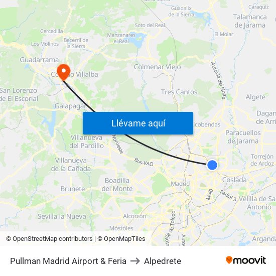 Pullman Madrid Airport & Feria to Alpedrete map