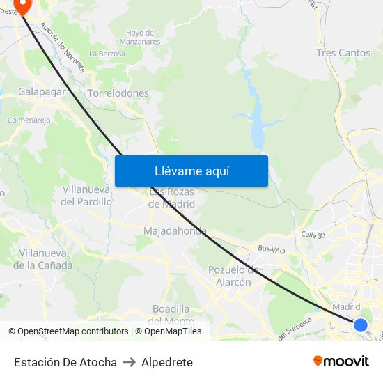 Estación De Atocha to Alpedrete map