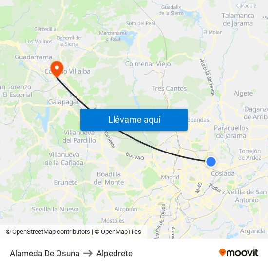 Alameda De Osuna to Alpedrete map