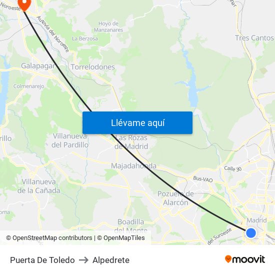 Puerta De Toledo to Alpedrete map