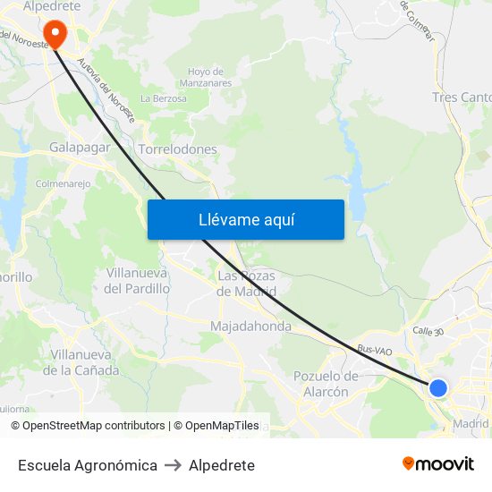 Escuela Agronómica to Alpedrete map