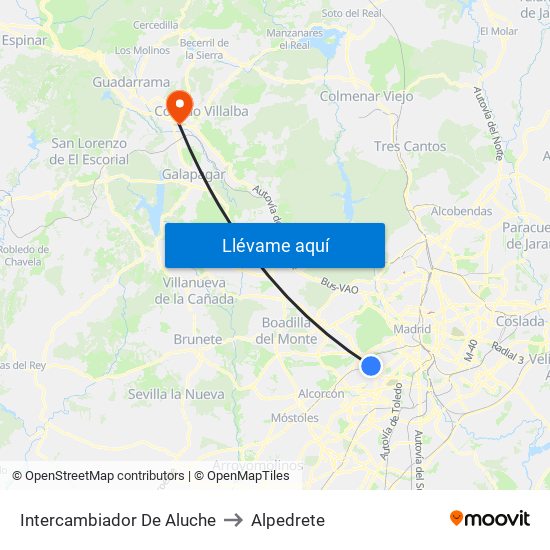 Intercambiador De Aluche to Alpedrete map
