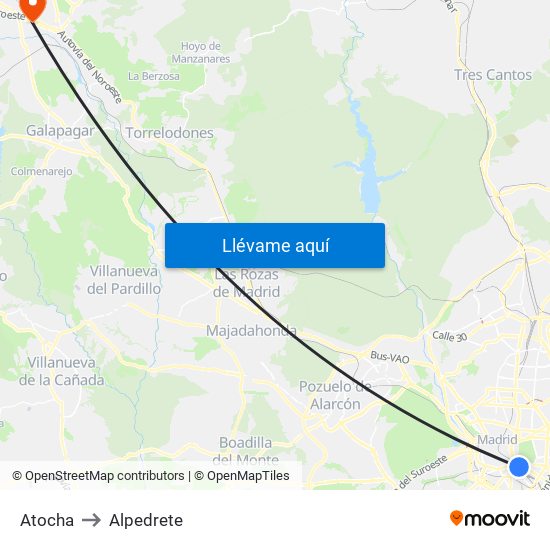 Atocha to Alpedrete map