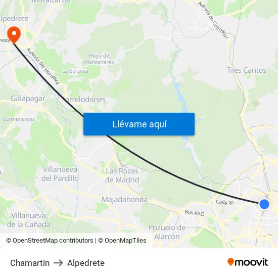 Chamartín to Alpedrete map
