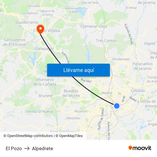 El Pozo to Alpedrete map