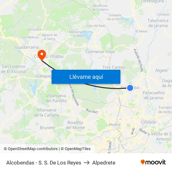 Alcobendas - S. S. De Los Reyes to Alpedrete map