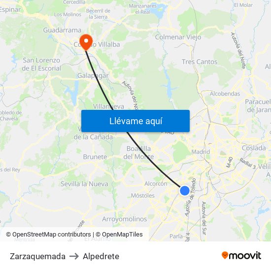 Zarzaquemada to Alpedrete map