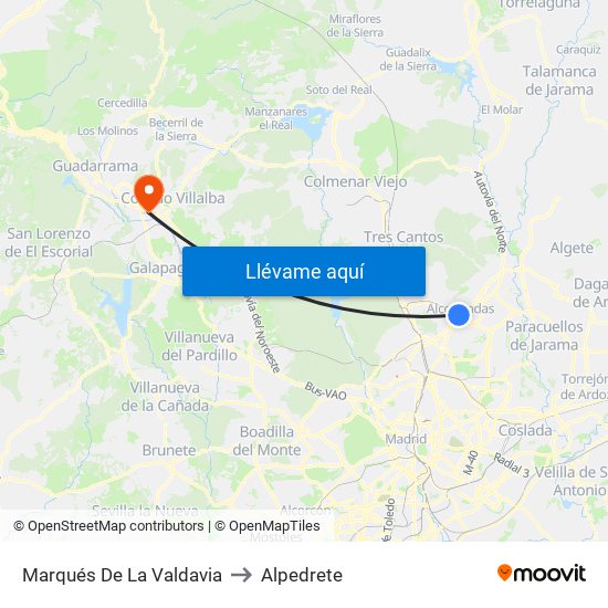Marqués De La Valdavia to Alpedrete map