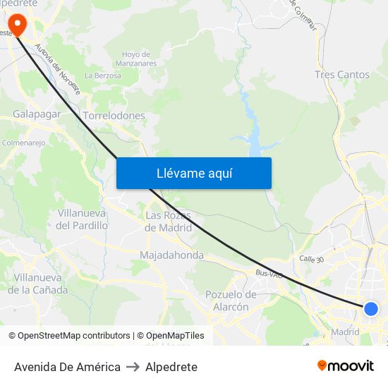 Avenida De América to Alpedrete map