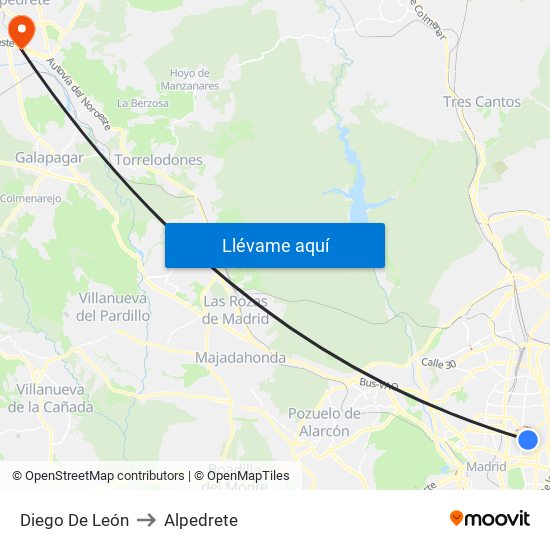 Diego De León to Alpedrete map