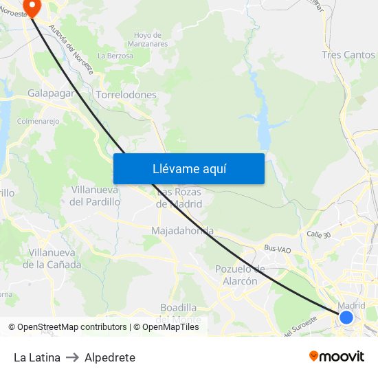 La Latina to Alpedrete map