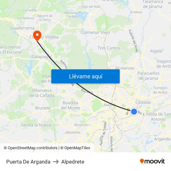 Puerta De Arganda to Alpedrete map