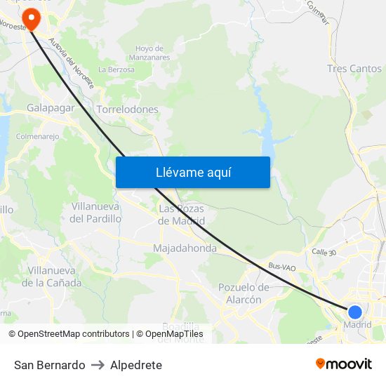 San Bernardo to Alpedrete map