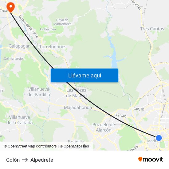 Colón to Alpedrete map