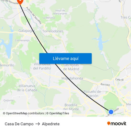 Casa De Campo to Alpedrete map