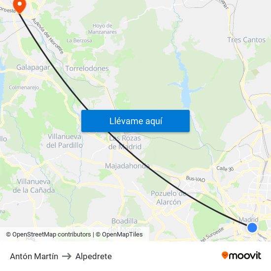 Antón Martín to Alpedrete map