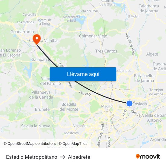 Estadio Metropolitano to Alpedrete map