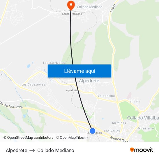 Alpedrete to Collado Mediano map