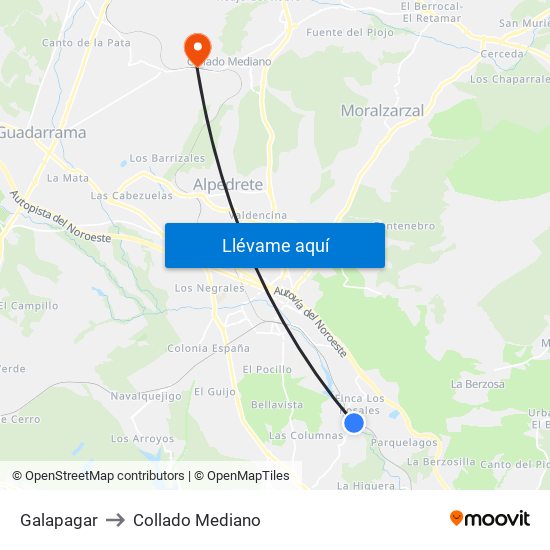 Galapagar to Collado Mediano map