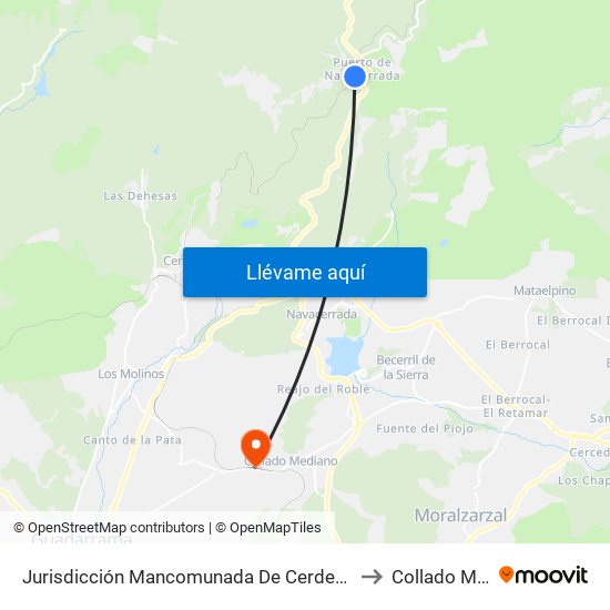 Jurisdicción Mancomunada De Cerdedilla Y Navacerrada to Collado Mediano map