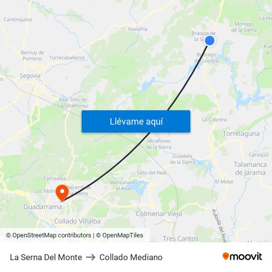 La Serna Del Monte to Collado Mediano map