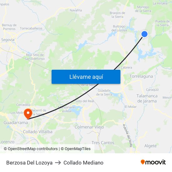 Berzosa Del Lozoya to Collado Mediano map