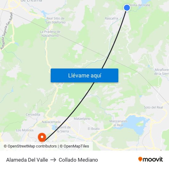 Alameda Del Valle to Collado Mediano map