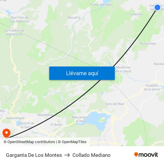 Garganta De Los Montes to Collado Mediano map