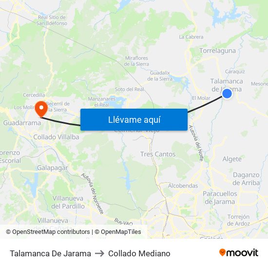 Talamanca De Jarama to Collado Mediano map