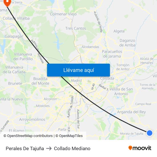 Perales De Tajuña to Collado Mediano map