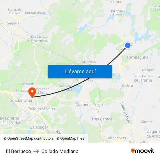 El Berrueco to Collado Mediano map