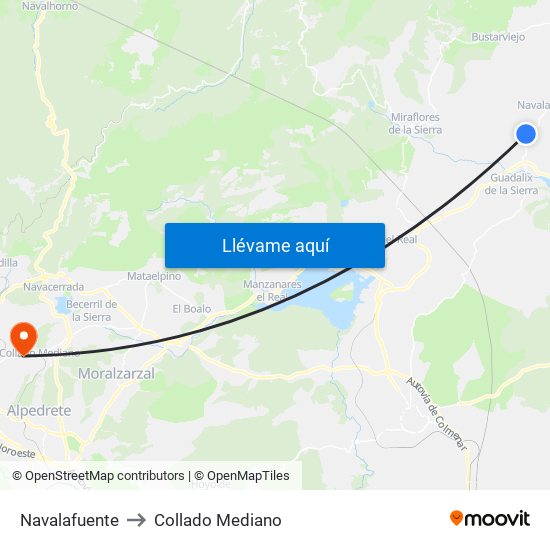 Navalafuente to Collado Mediano map