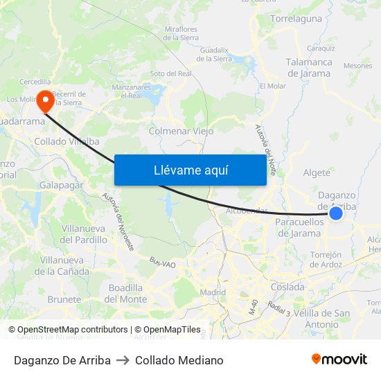 Daganzo De Arriba to Collado Mediano map