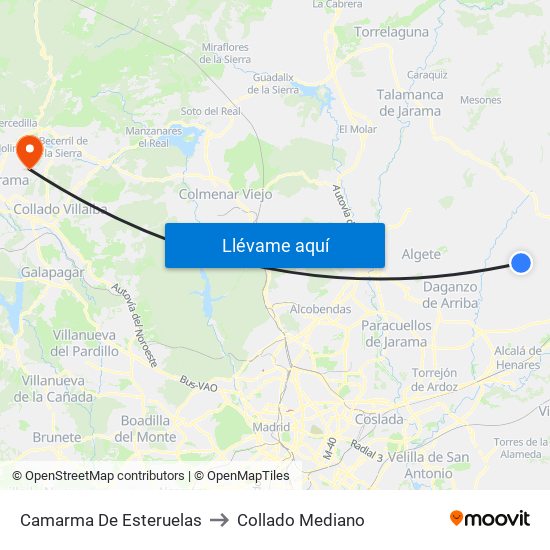 Camarma De Esteruelas to Collado Mediano map